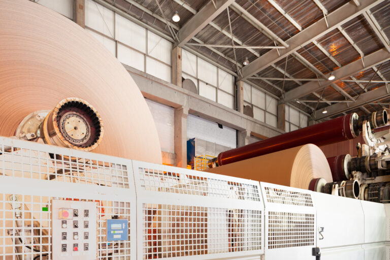 The machinery in a paper mill plant